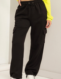 Black French Terry Cargo Pants