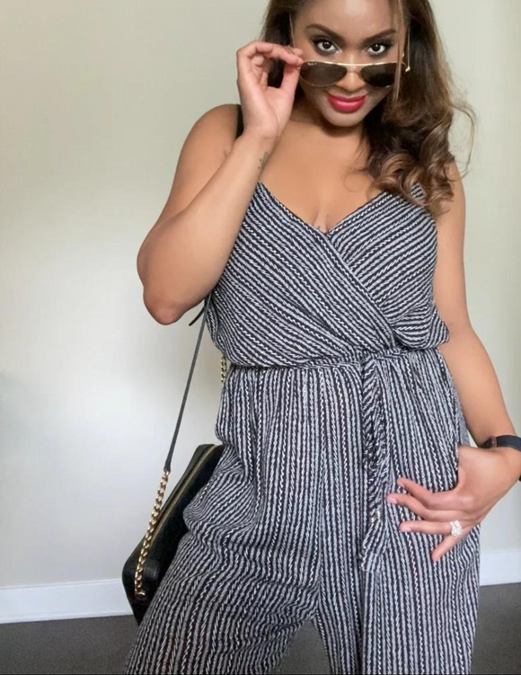 Black & White Striped Sweetheart Jumpsuit