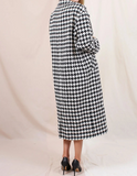 Black and Ivory Houndstooth Long Coat