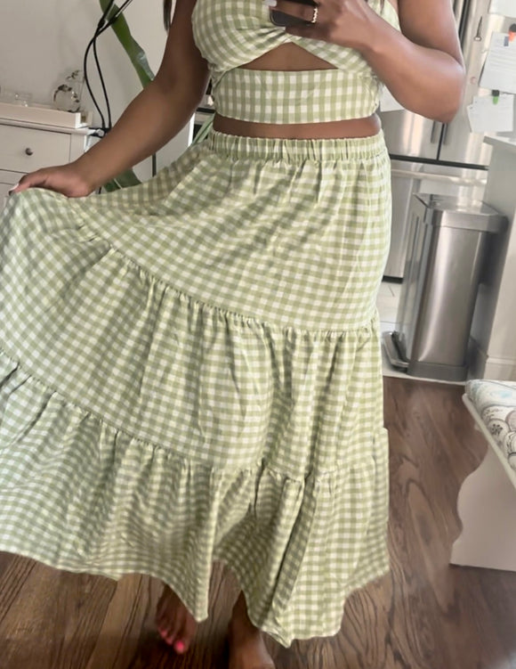 Lime Twist Front Gingham 2 PC Set