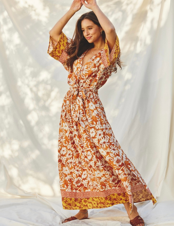 Epic Sunset Kimono Maxi Dress