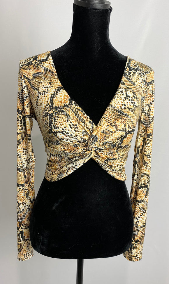 Snake Print Twisted Knot Crop Top