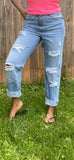 High-waisted Ripped Boyfriend Jeans