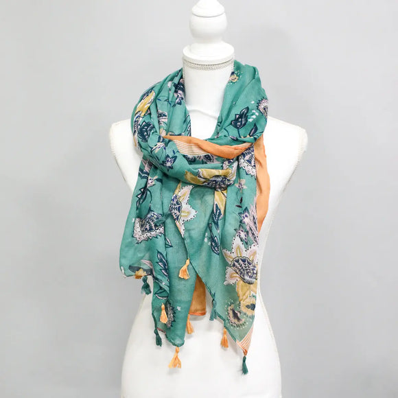 Green Floral Scarf