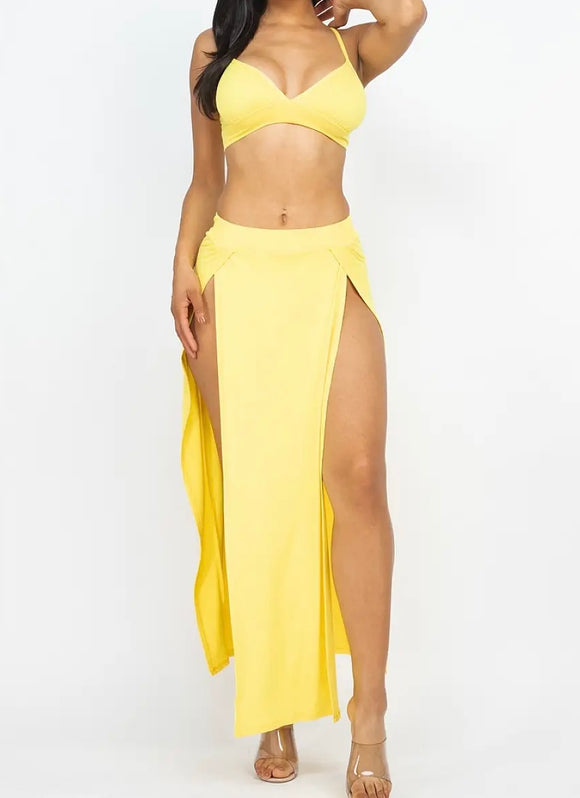 Yellow Mellow Bra Top & Maxi Skirt