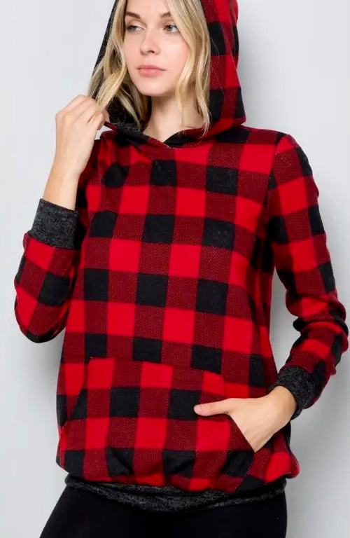 Cozy Red Buffalo Plaid Pullover