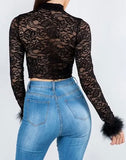 Black Extra Lacey Top