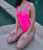 Neon Pink One Piece Bathing Suit