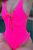 Neon Pink One Piece Bathing Suit