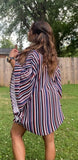 Cobalt Coral Striped Kimono