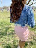 Pink Denim Mini Skirt