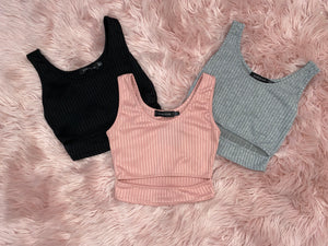 Cut Out Front Rib Knit Crop Top