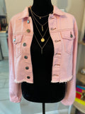 Light Pink Cropped Denim Jacket