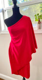 Red One Shoulder Overlay Dress