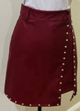 Maroon Studded Leatherette Skirt