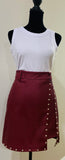 Maroon Studded Leatherette Skirt