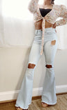 Light Blue Jean High Waisted Bell Bottoms