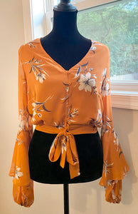 Orange Floral Crop Top