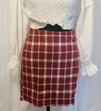 Wine PickMe Plaid Mini Skirt