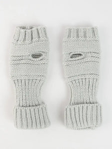 Gray Ribbed Knit Handwarmers