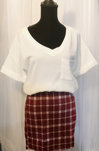 Wine PickMe Plaid Mini Skirt