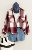 Burgundy Plaid Print Shacket