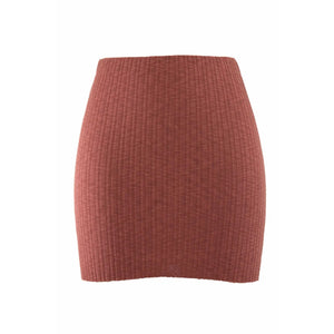 Rust Ribbed Mini Skirt