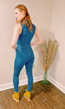 Sleeveless Belted Denim Jumpsuit