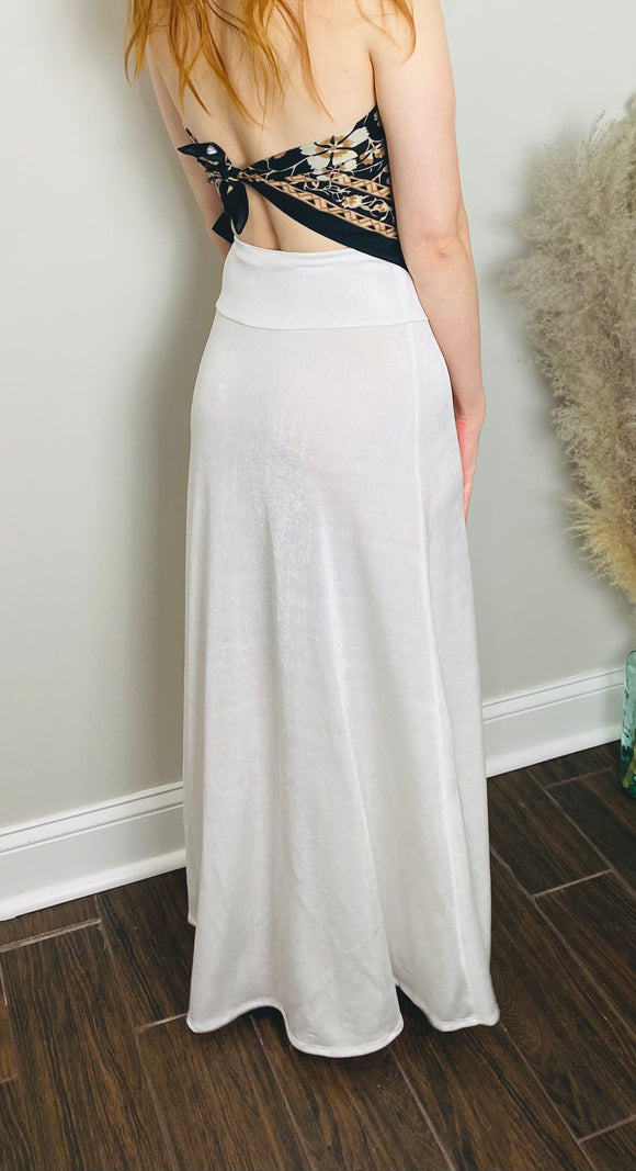 White Elastic Maxi Skirt