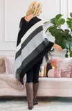 Color Block Fringe Poncho