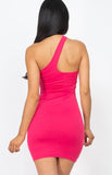 Pink Asymmetric Bodycon Dress