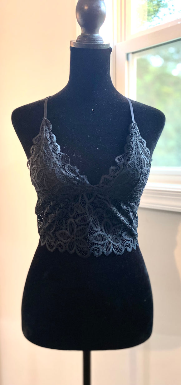 Black Flower Lace Bralette